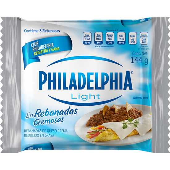 Rebanadas de queso crema Philadelphia 144g